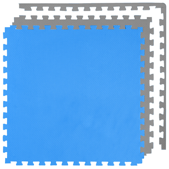Mata piankowa puzzle 2cm (60x60cm) - Szaro - Niebieski