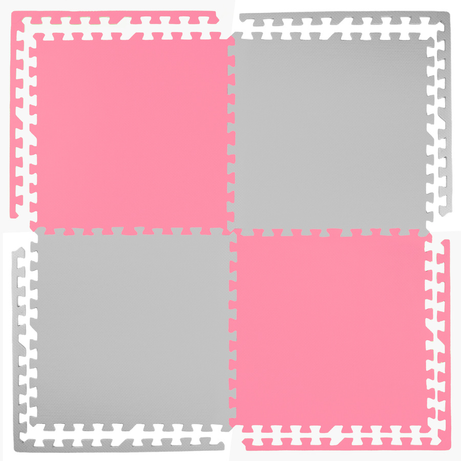 Foam floor puzzle mat 2cm (60x60cm) - Grey - Pink