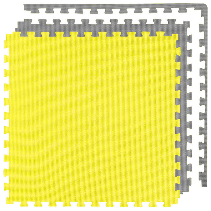 Mata puzzle 2cm (60x60cm) - Szaro - Żółty