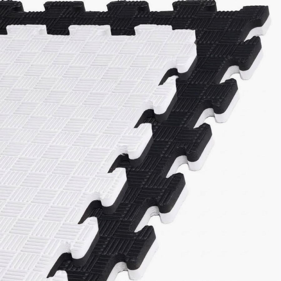 Foam floor puzzle mat PRO 2cm (100x100cm) - Black - White