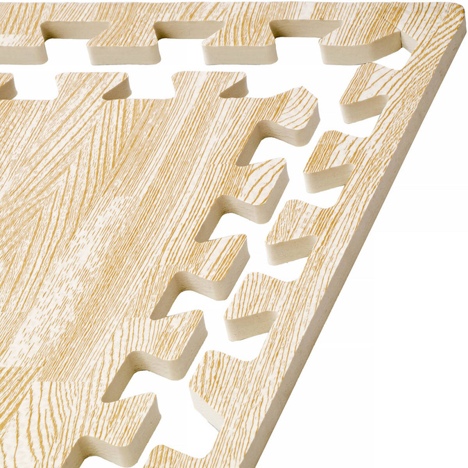Set of 6 pcs | Wood-look foam floor mat 1cm (60x60cm) - White Wood